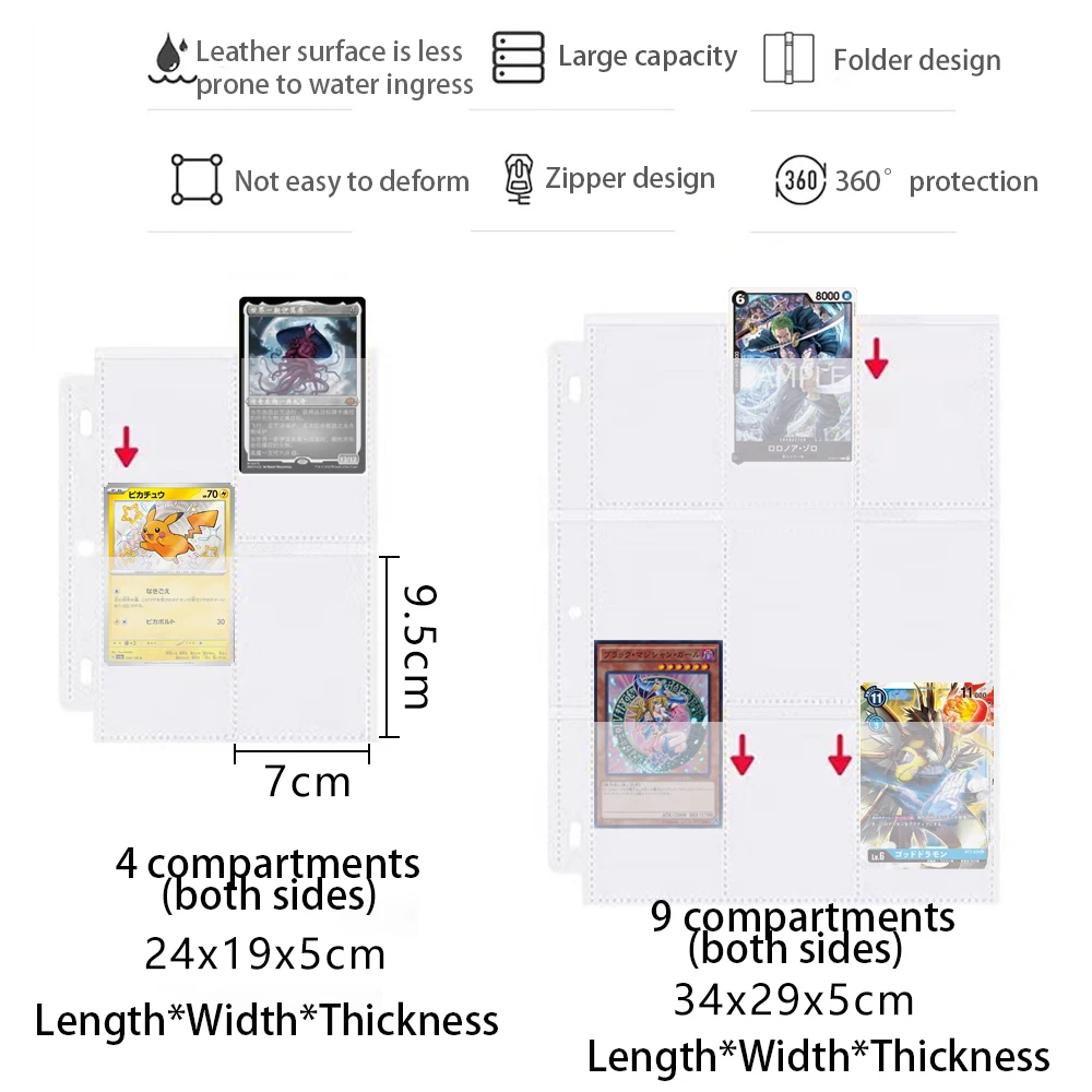 9 Pocket binder trading cards binder ,Accommodating 900cards binder “Teardrop”motifs zipped