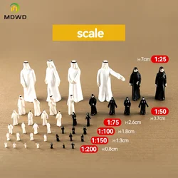 Modelo de figura a escala 1/25-1/200, juguete de marioneta musulmana de simulación, modelo de hombre de Arabia Saudita, material de paisaje, villano hecho a mano, 10 piezas