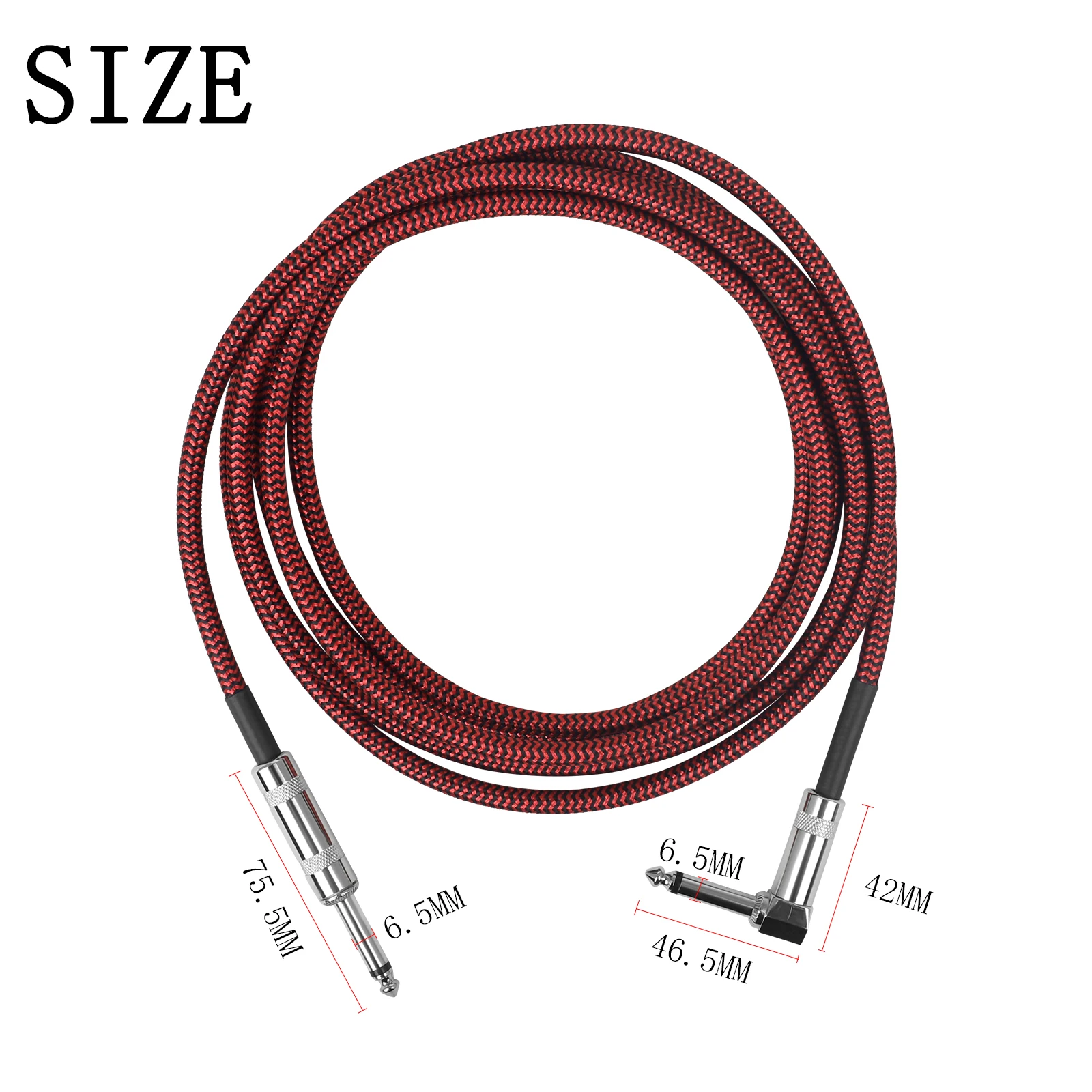 GT‑105 3M Braided Guitar Instrument Cable 6.35mm Noise‑reduced Audio Cord Guitar Bass Instrument Accessory for Studio Recording
