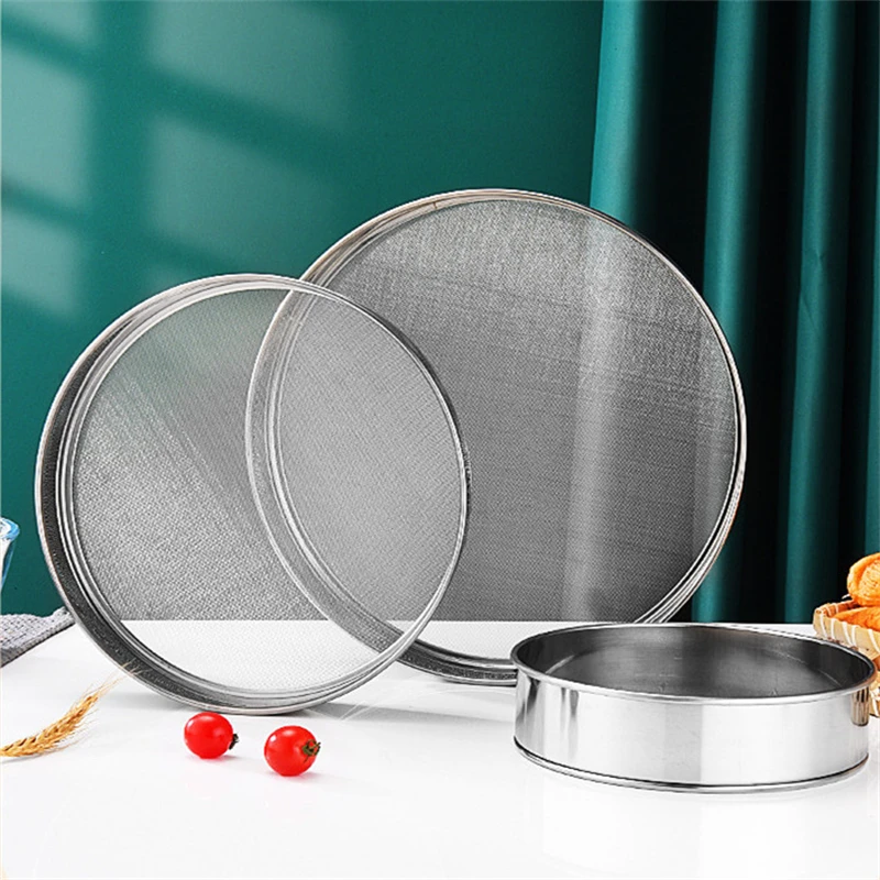 40 Mesh Stainless Steel Round Flour Sieve Ultra-Fine Hole Filter Kitchen Coffee Powder Strainer Sifters Baking Accesories