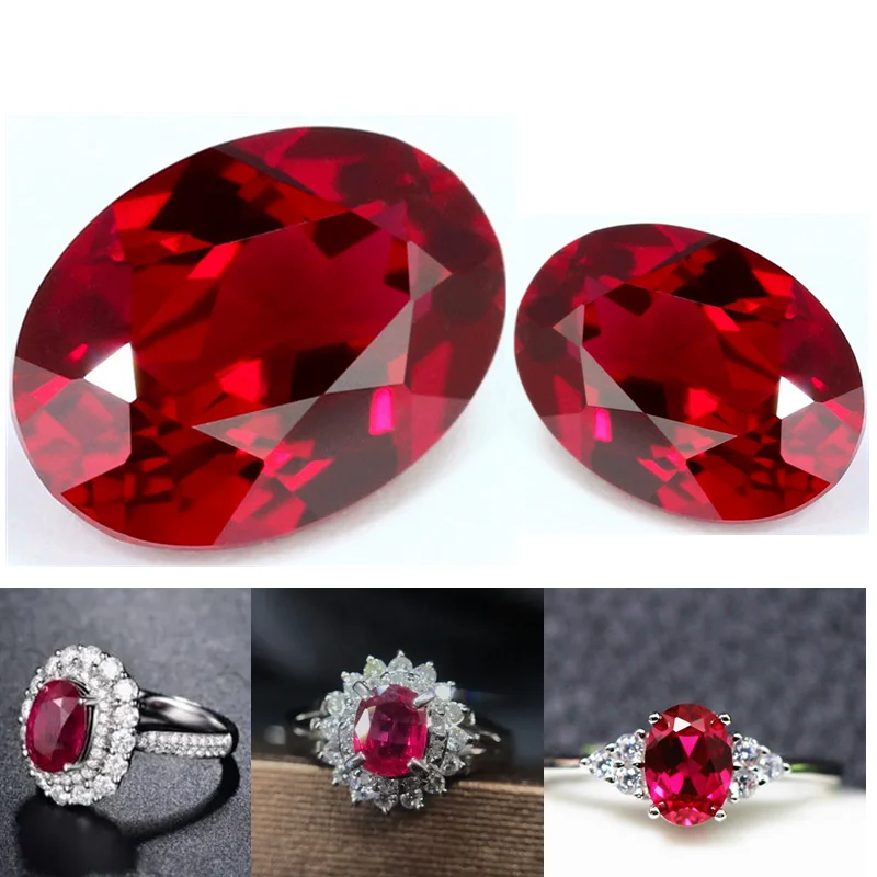 

Pretty Ruby Stone Glow Under UV Light Oval Faceted Cut VVS Loose Gemstone For Jewelry Making Accessories Wholesale Gem