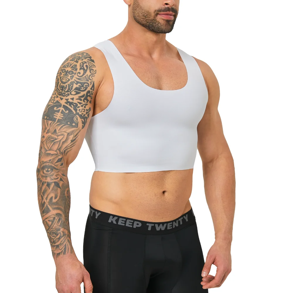 2Pcs Men Sleeveless Compression Vest Gynecomastia Chest Binder Breathable Summer Shaper For Trans FTM Sport Undershirt