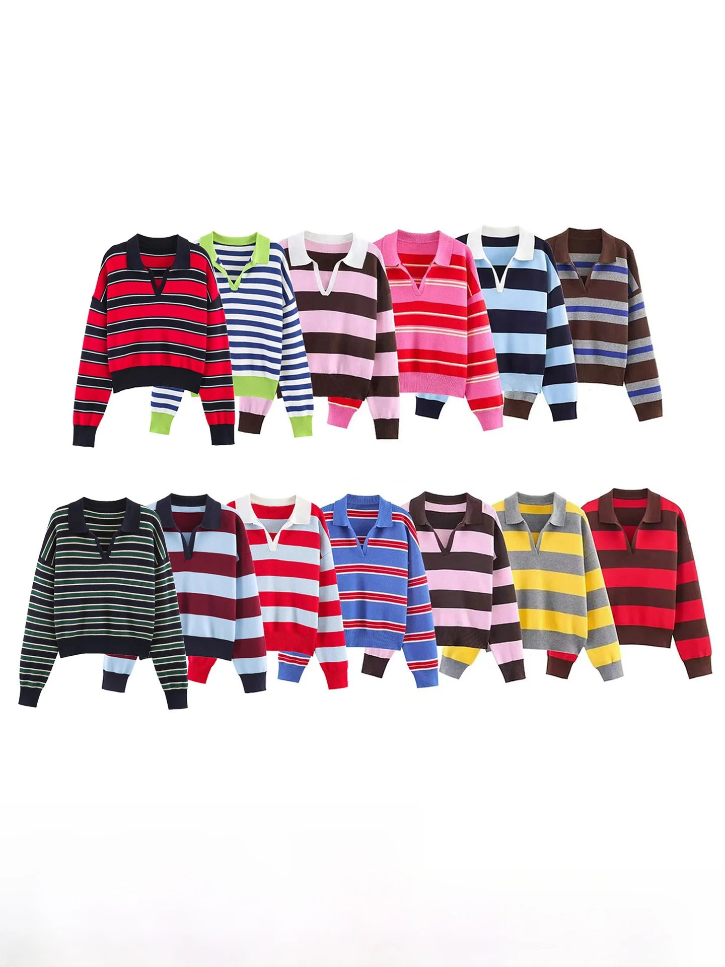 Classic Fashion Women's Long Sleeve  Shirt Collar Color Block Stripes Casual Loose Fit Polyester Daily Wear 5536056