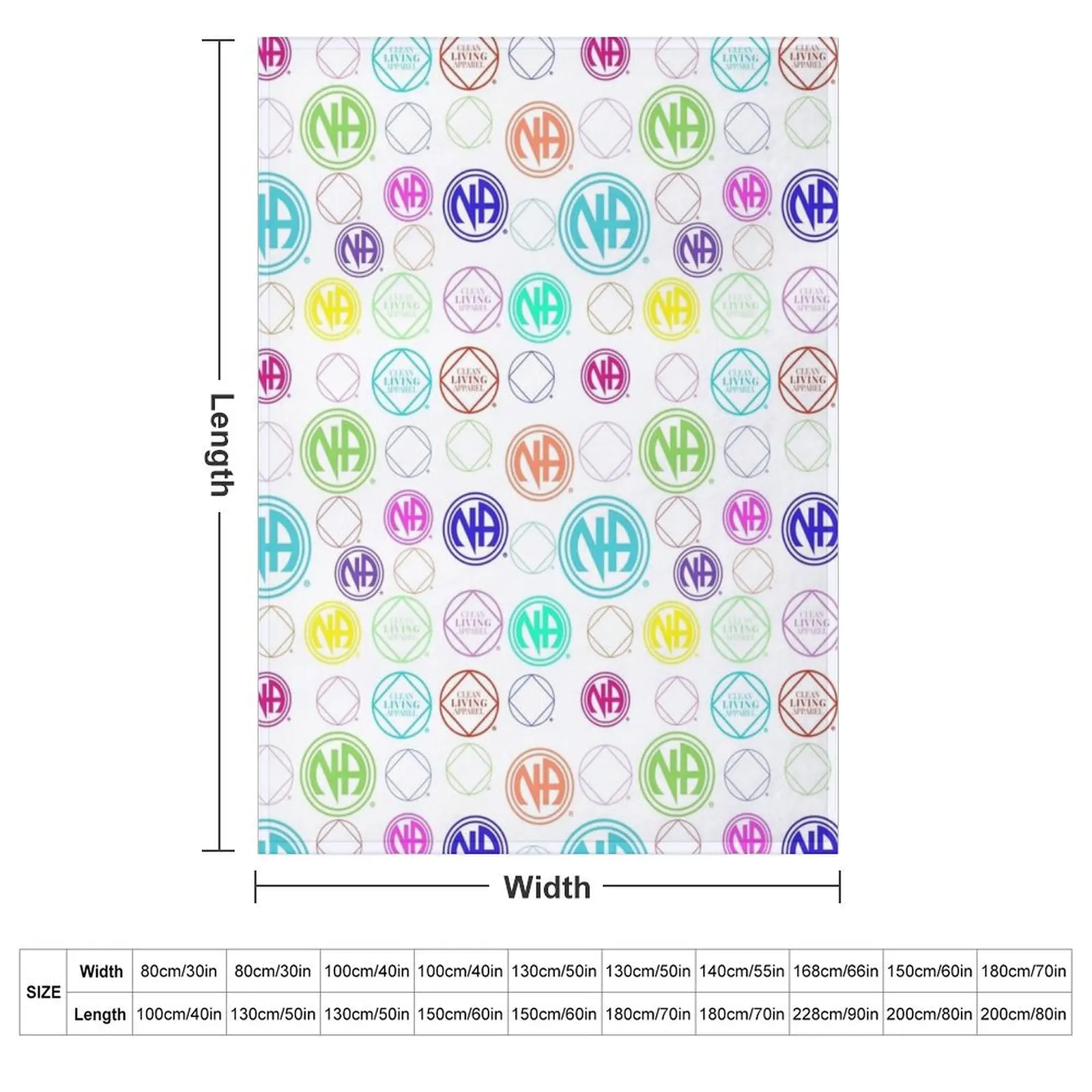 Colorful NA Symbols and Logos Narcotics Anonymous Gift Throw Blanket Weighted Travel Decorative Beds funny gift Flannel Blankets