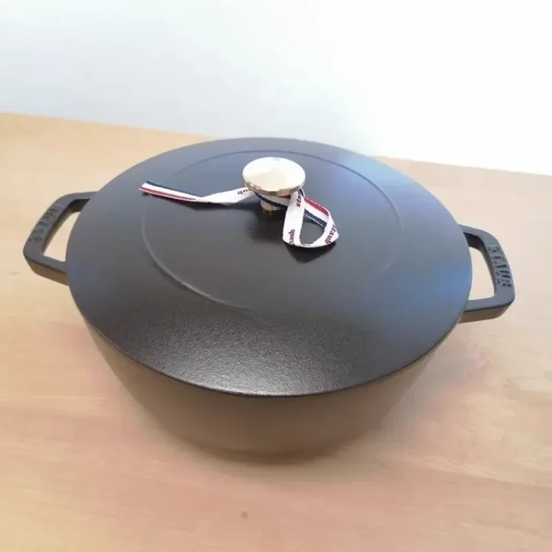 Black Enamel Deep Burnt Mommy Pot 24cm Truffle White Snowflake Pot, Lily Pumpkin Black, Frosted