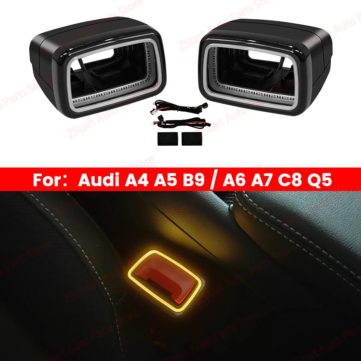 

Safety Buckle Seat Belt LED Ambient Light For Audi A4 A5 RS4 RS5 B9 A6 A7 C8 Q5 2020-2024 Decorative Lamp 30 Color