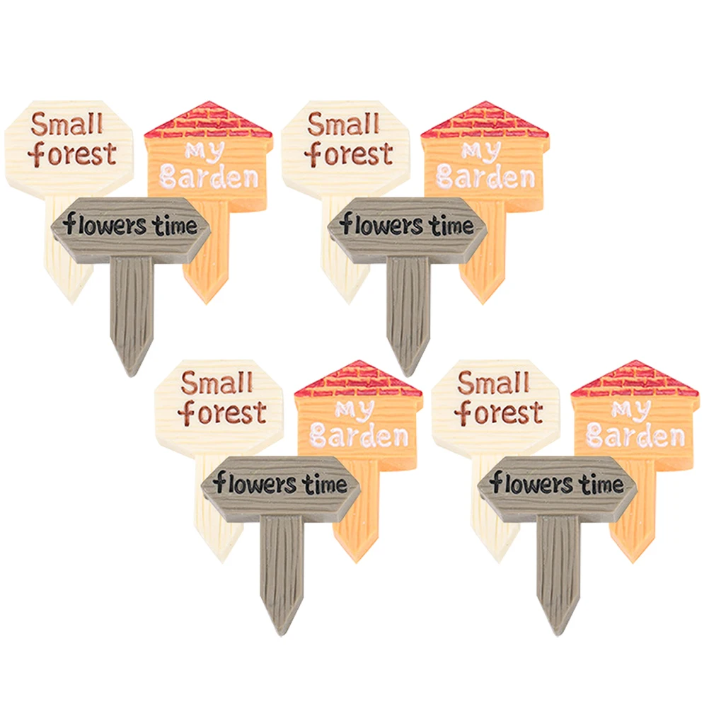 

12 Pcs Direction Board Model Decor Outdoor Patio Decorations Signpost Gardening Micro Landscape Resin Plaques for outside