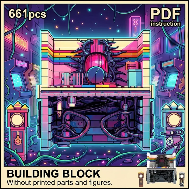 

Модель-конструктор Stranger MOC: Лаборатория Радужной комнаты и Портал Тёмной Дименсии с винтажными часами-предкаменщиками