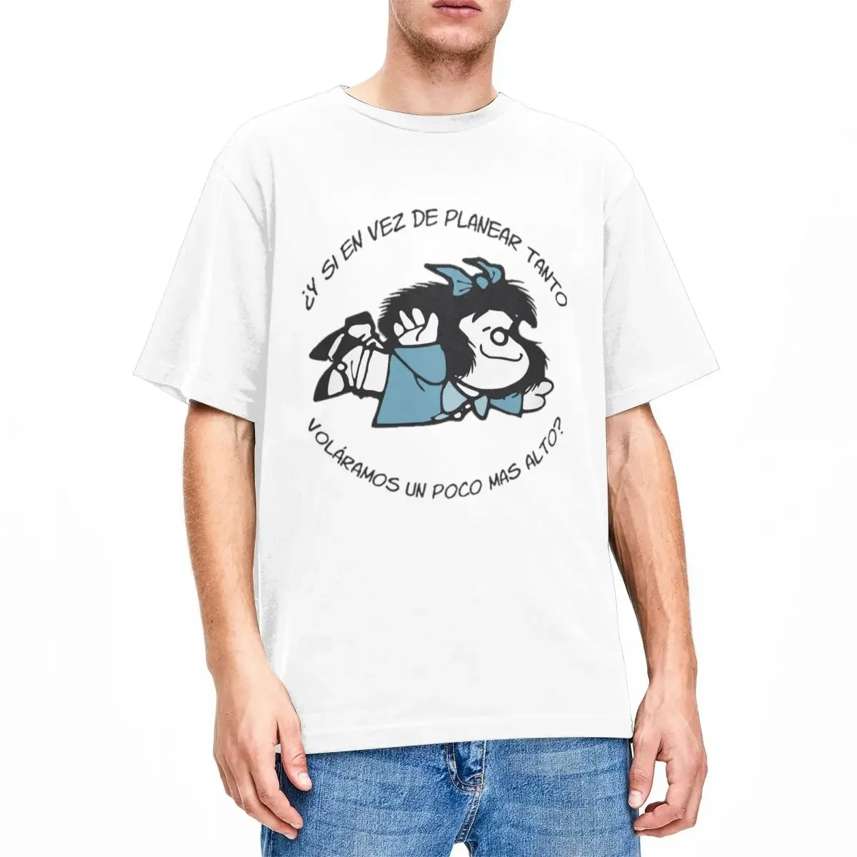 Mafalda Feminista Frases Humor T Shirts Accessories for Men Women 100% Cotton Casual Crew Neck Tee Shirt Short Sleeve Clothes