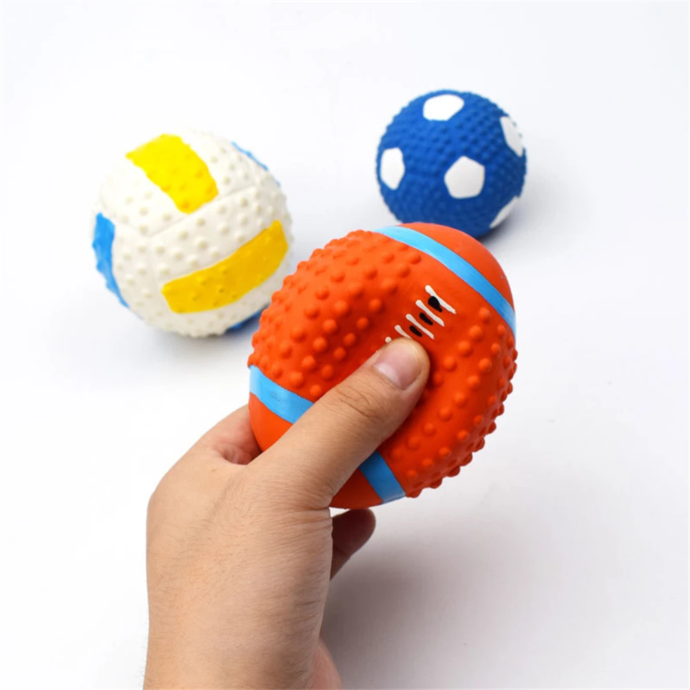 Squeaky Dog Toys Soft Latex Balls Small Medium Large Dogs Interactive Chew Fetch Play Toy Puppy Tooth Cleaning Training Toy Ball