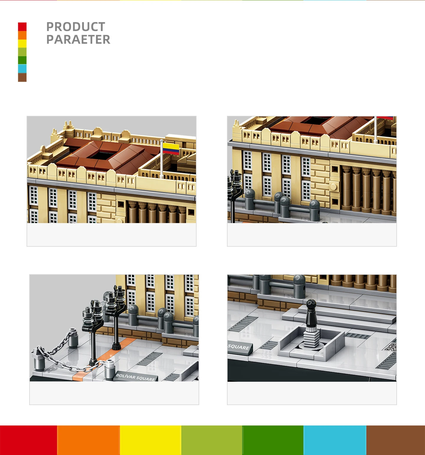 Kreatives Bogota Kolumbien Bolivar Square Street View Baustein-Konstruktionsspielzeug Ziegelstein-Ornament Lernspielzeug für Geschenke – Detail 4