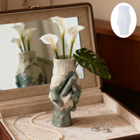 Artistic Hand-in-Hand Vase Silicone Mold: Vintage Texture + Hand-held Design. DIY Decorative Flower Vase for Creating an Artisti