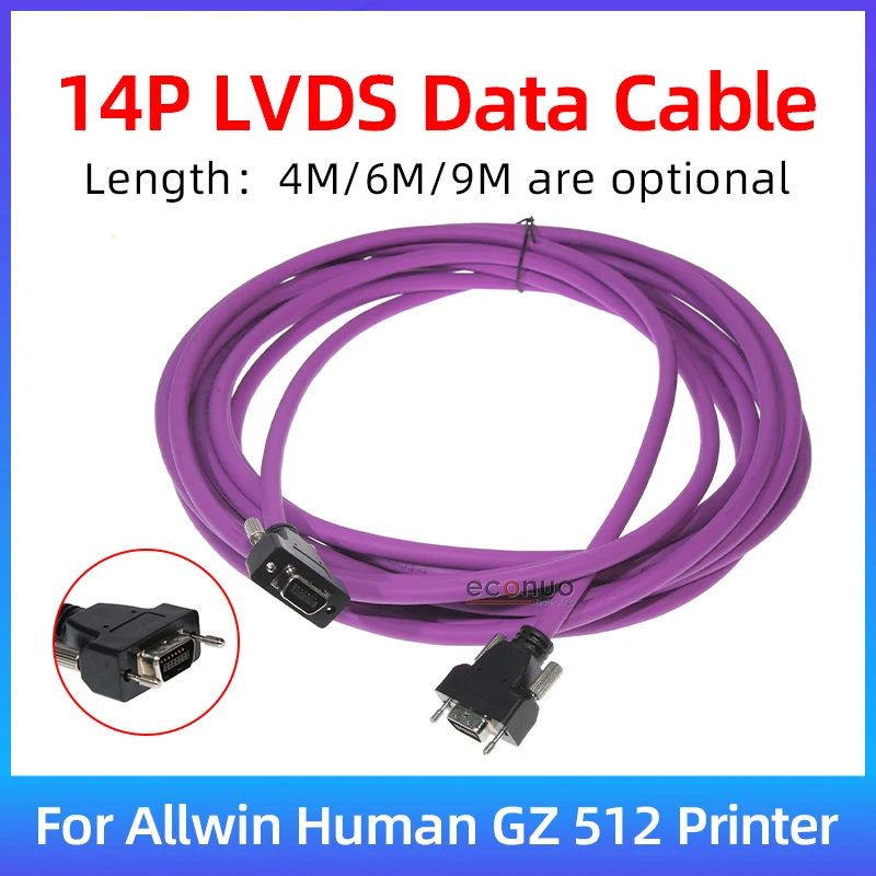 1PC Purple 14pin LVDS PCI Data Cable for Inkjet Printer High Density Line 14P PCI Compatible with Allwin Xuli Human Printer