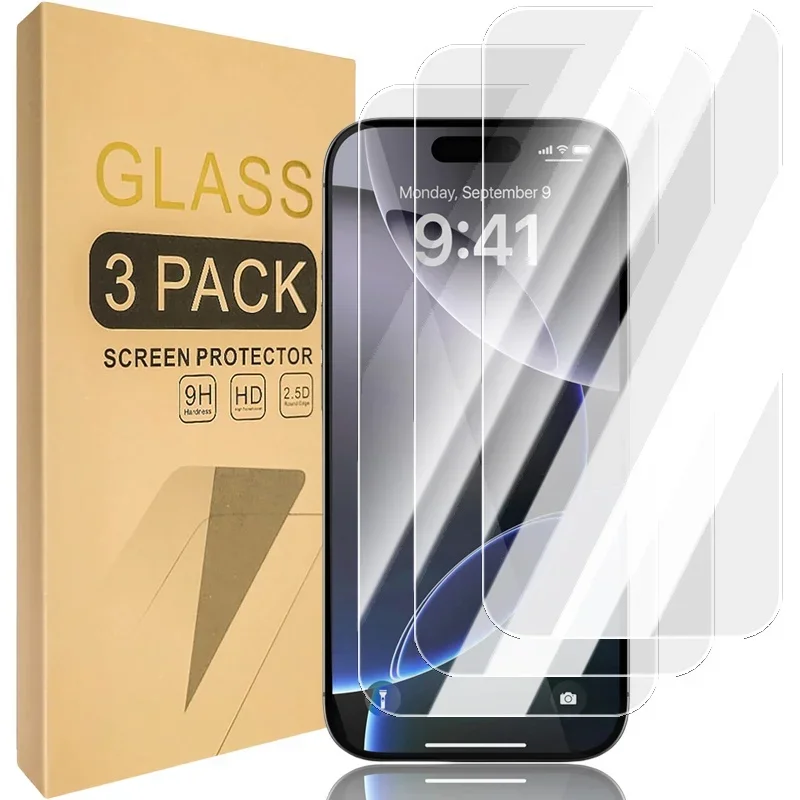 

3Pcs Tempered Glass for IPhone 17 16 Pro Max Plus 17Air Screen Protector for iPhone 17Pro 16Pro HD Clear Protective Glass Film