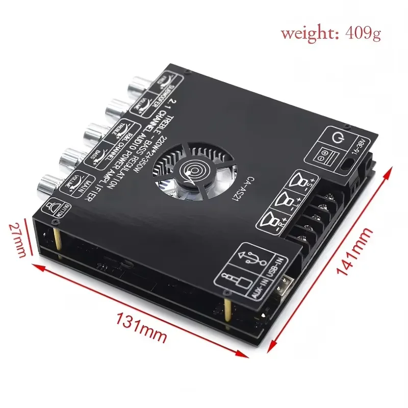 CA-AS21 Digital Audio Power Amplifier Board 2.1 Channel 2 * 220W + 350W High Bass Subwoofer