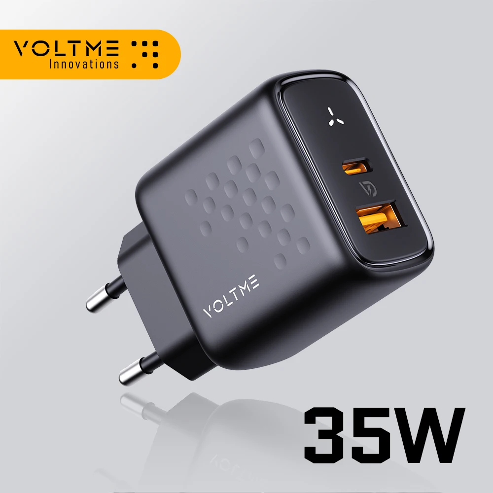 

Зарядное устройство VOLTME 35 Вт PD USB C GaN III Tech Fast Charger Блок быстрого настенного зарядного устройства для iPhone 15 Pro Max MacBook iPad Steam Deck