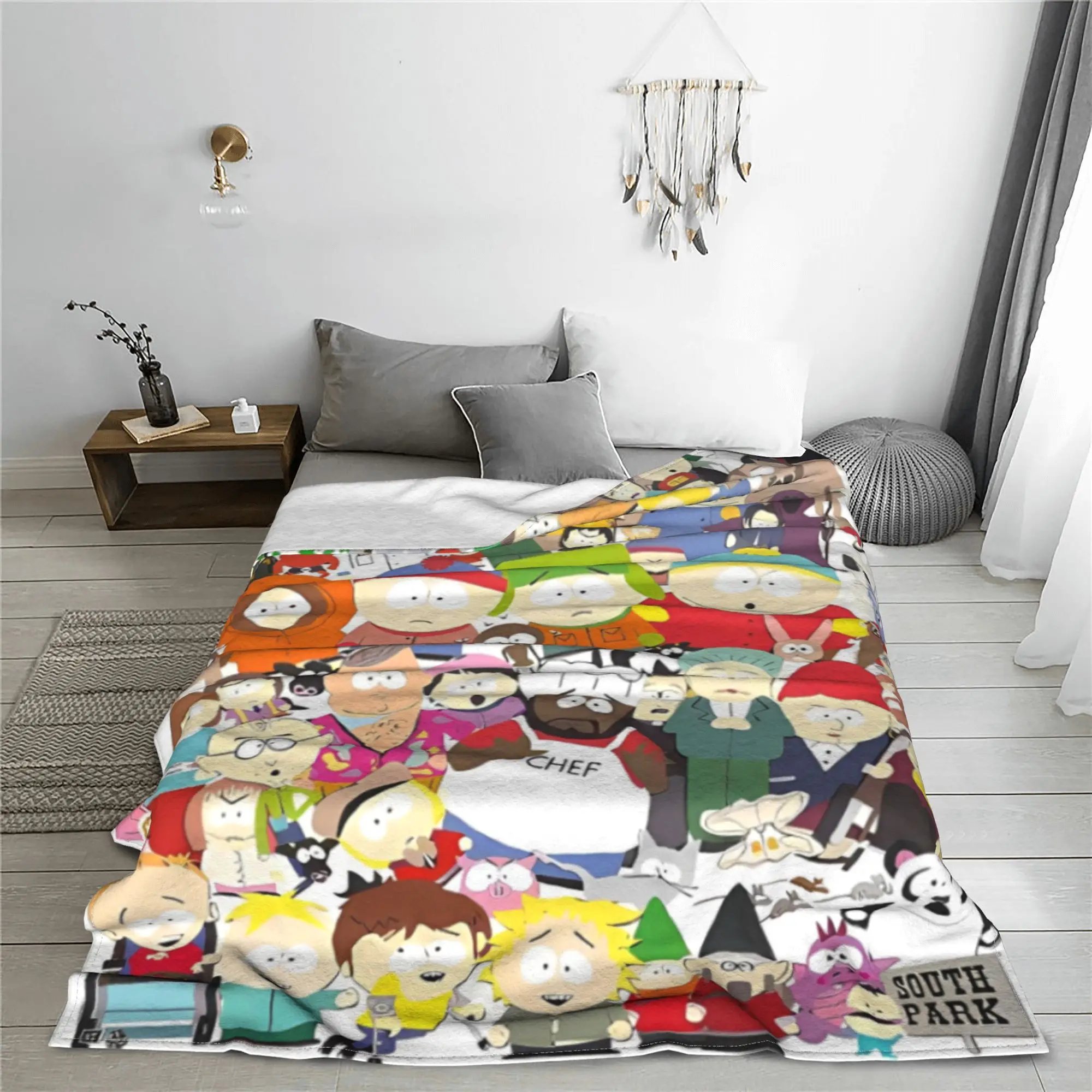 Southes Cartoon Parks RPG Game Flannel Throw Blanket Cute Funny Blanket for Sofa Bedding Lightweight Thin Outdoor Multifunction