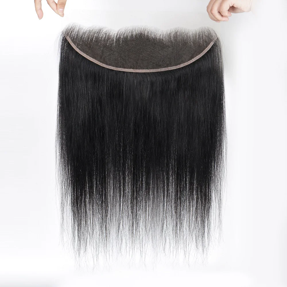 13x4 Lace Frontal Peruvian Straight Hair 100% Human Hair For Women Pre Plucked Bleached Knots Brazilian Straight Lace Closure