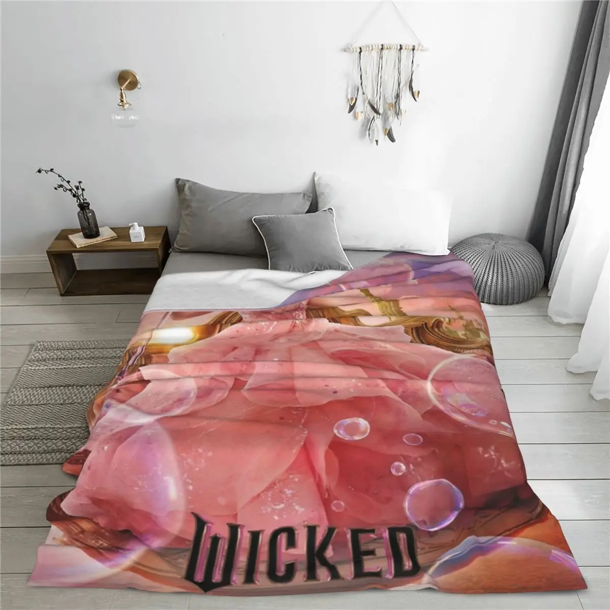 Wicked Musical Movie Glinda Poster Merch Blankets Flannel Sofa Throw Blanket Relax Warm for Outdoor Bedspreads
