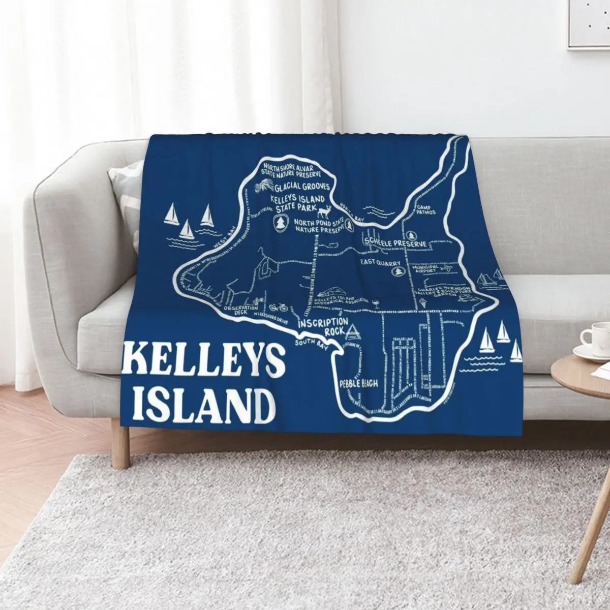 Kelleys Island Map Throw Blanket Beach Decorative Sofa sofa bed Vintage Thermals For Travel Luxury St Blankets
