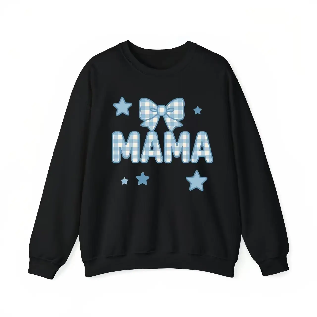 

Cute Mama Sweatshirt for Women, Plaid Bow Star Graphic Pullover Top, New Mom Gift for Mother's Day, Autumn Crewneck Jumper