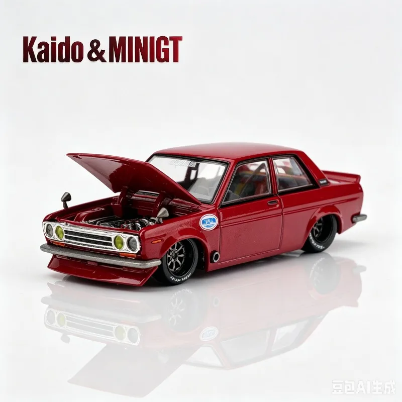KAIDO MINIGT 1:64 Datsun 510 Datsun Street Nismo Legierungs-Druckguss-Automodell, statisches Simulationsornament, Sammlerstück für Erwachsene.