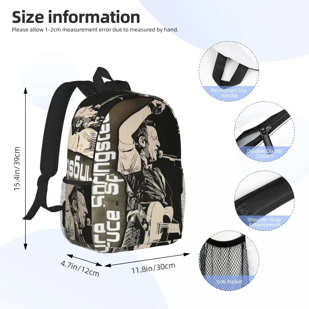 Portrait De Bruce Springsteen Creation CB 109 حقيبة ظهر للطلاب بنين بنات حقيبة كتب حقيبة مدرسية حقائب كتف للكمبيوتر المحمول للرجال والنساء #2