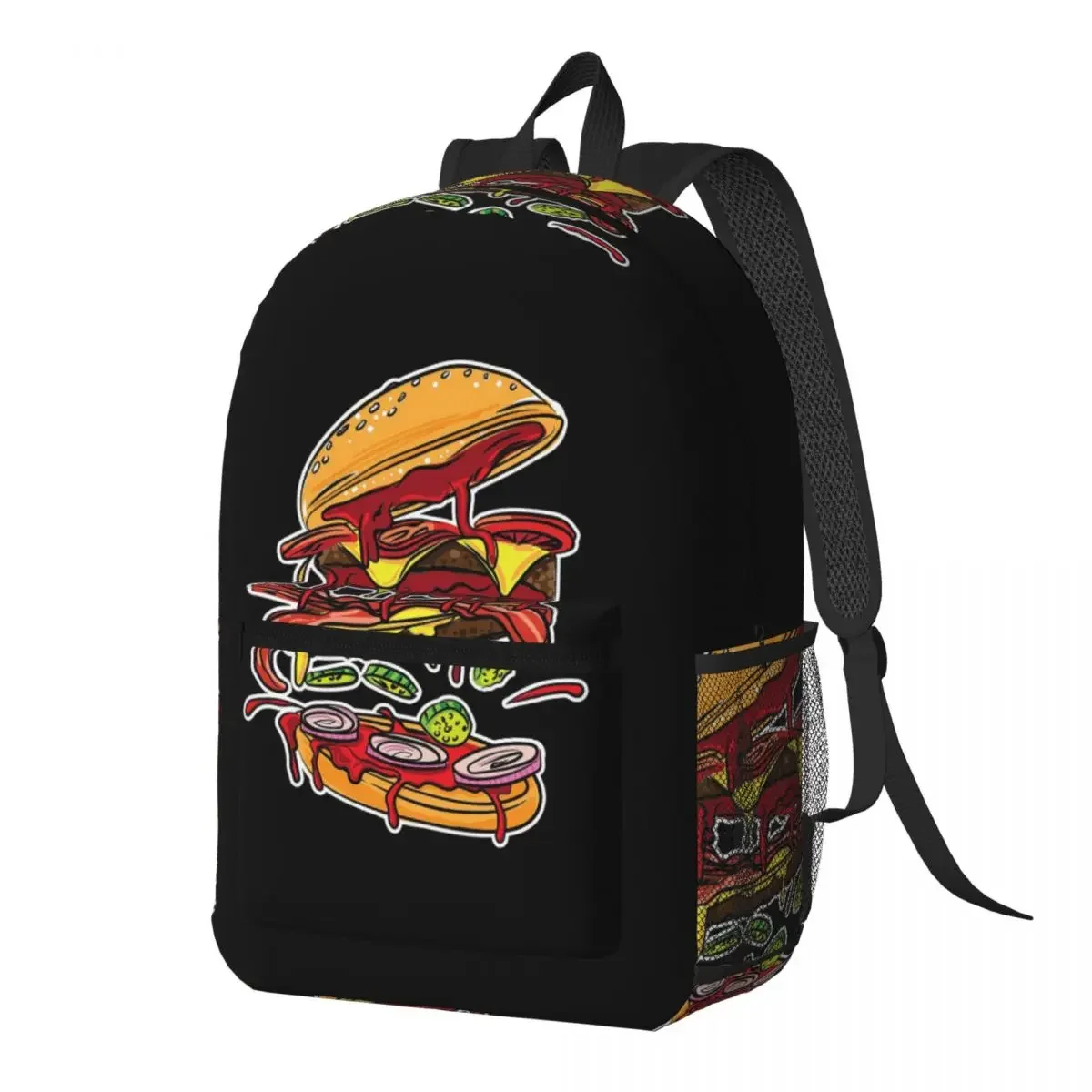 Double Decker Burger Backpack Daypack Large Capacity Boys Girls BookBag School Bag Shoulder Bags for Men Women