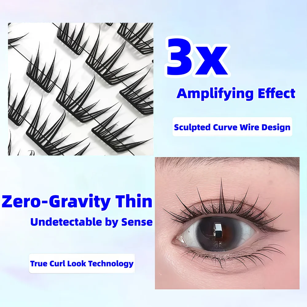 Libro de pestañas de lágrimas azules de gran capacidad para principiantes, 32 filas, simulación natural, un solo grupo, rizador, hoja pequeña y delgada, párpado segmentado