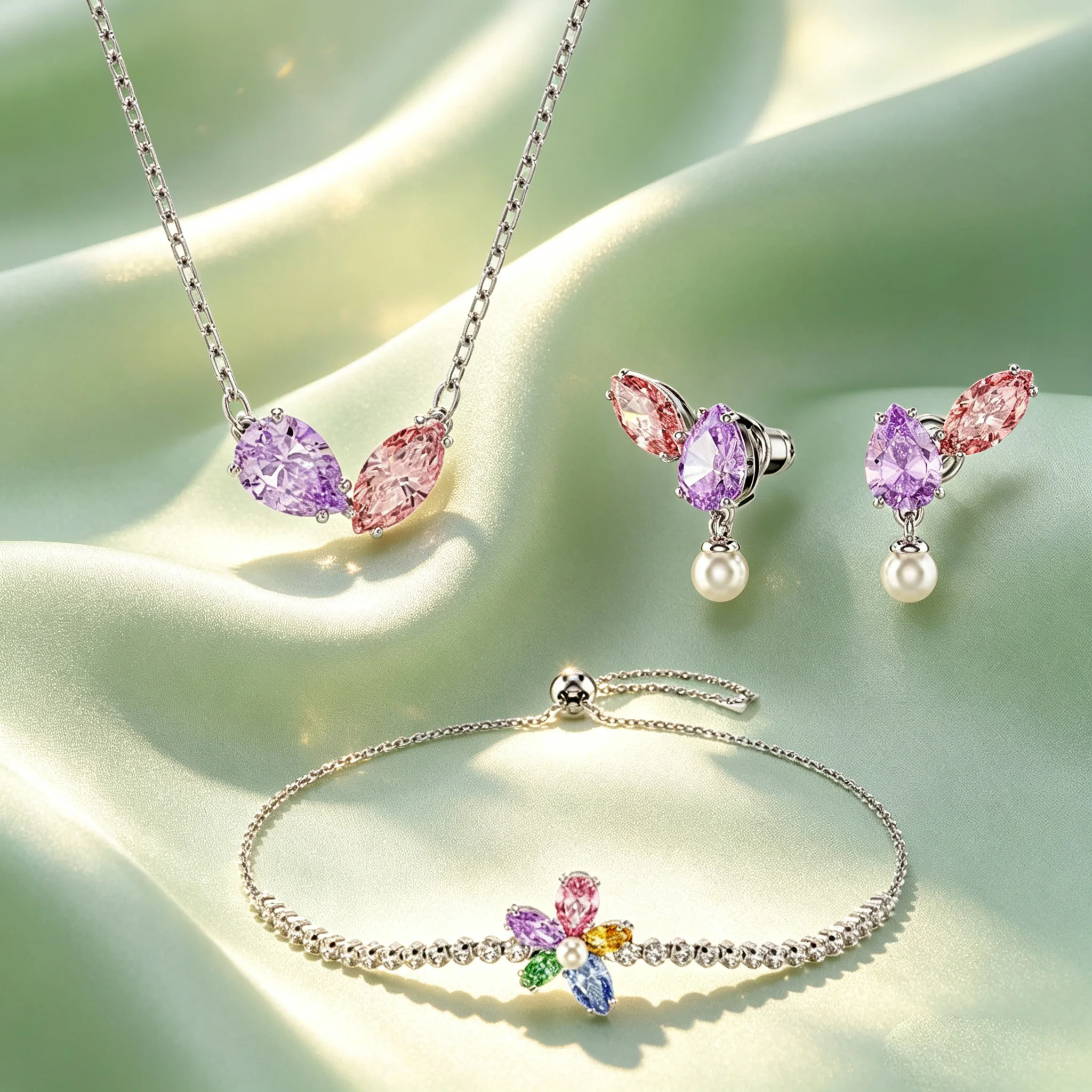 Women's Exquisite Multicolor Butterfly Floral Jewelry Set