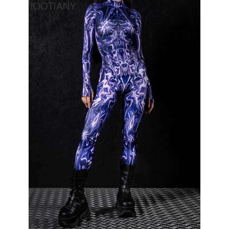 

3.a;6\m/CosplayHalloween New Unisex Couple 3d Printed Role Play Jumpsuit Cyberpunk Muscle Tights Holiday Party Stage Perg;8'l/7,
