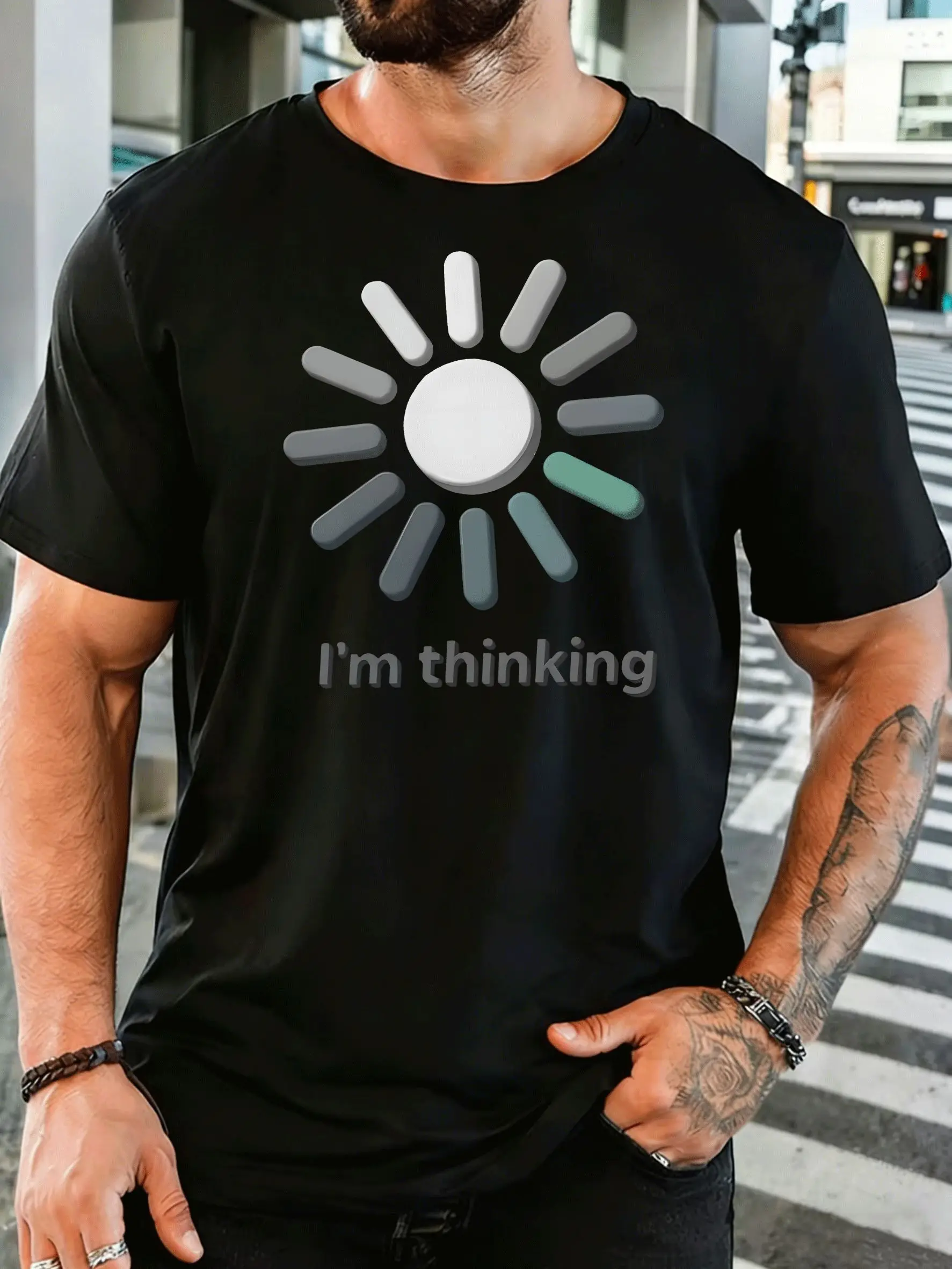 Men Short Sleeve T Shirt I Am Thinking Loading Graphic Tee Funny Print Tops Summer Soft Cotton Casual Street Wear For Adult Male