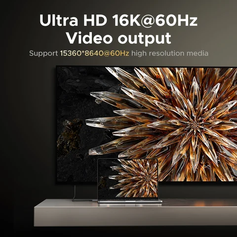 UGREEN USB4 USB-C кабель 240W, 80 Гбит/с, 16K 60 Гц для ноутбуков и мониторов — пример использования
