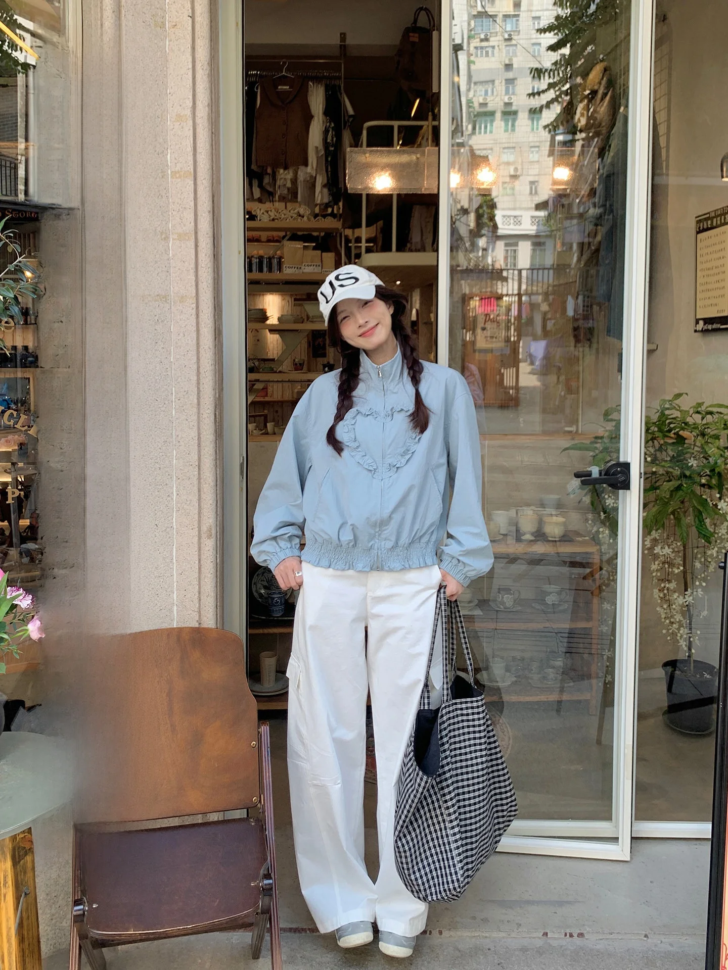 

Spring 2026 Women's High Collar Jaet Coat Loose Fit Earlet Lace Hem Versatile Cotton Korean Sle Casual Outerwear