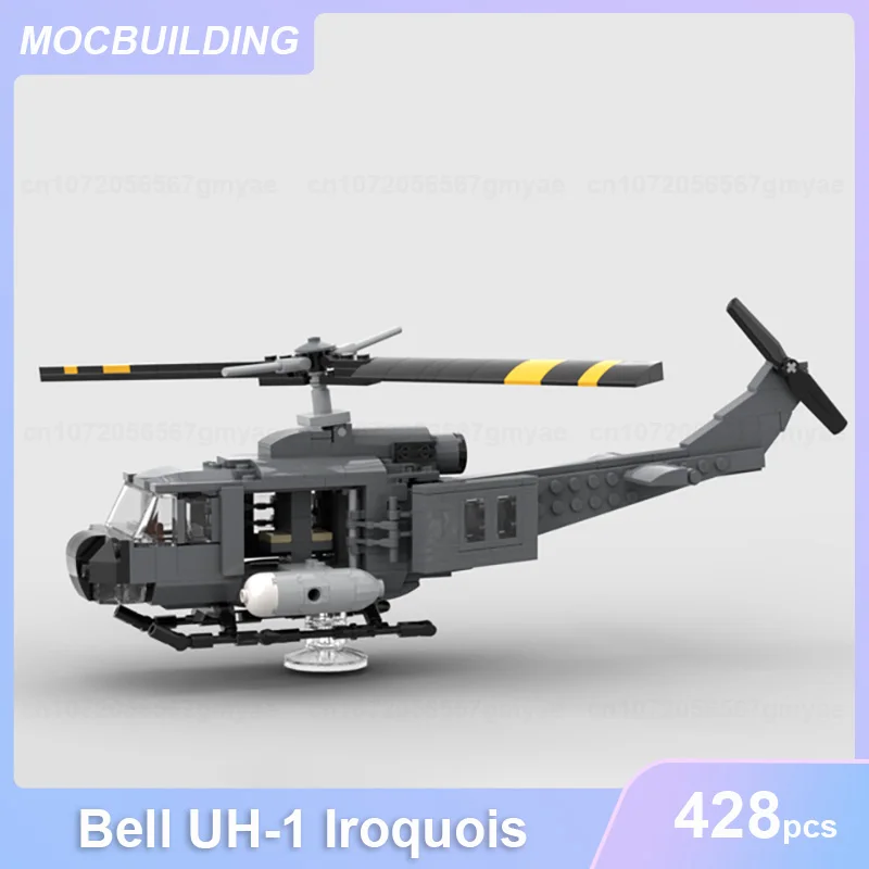 Bell UH-1 Iroquois Helicopter Model MOC Building Blocks DIY Assemble Bricks Educational Creative Collection Toys Gifts 428PCS