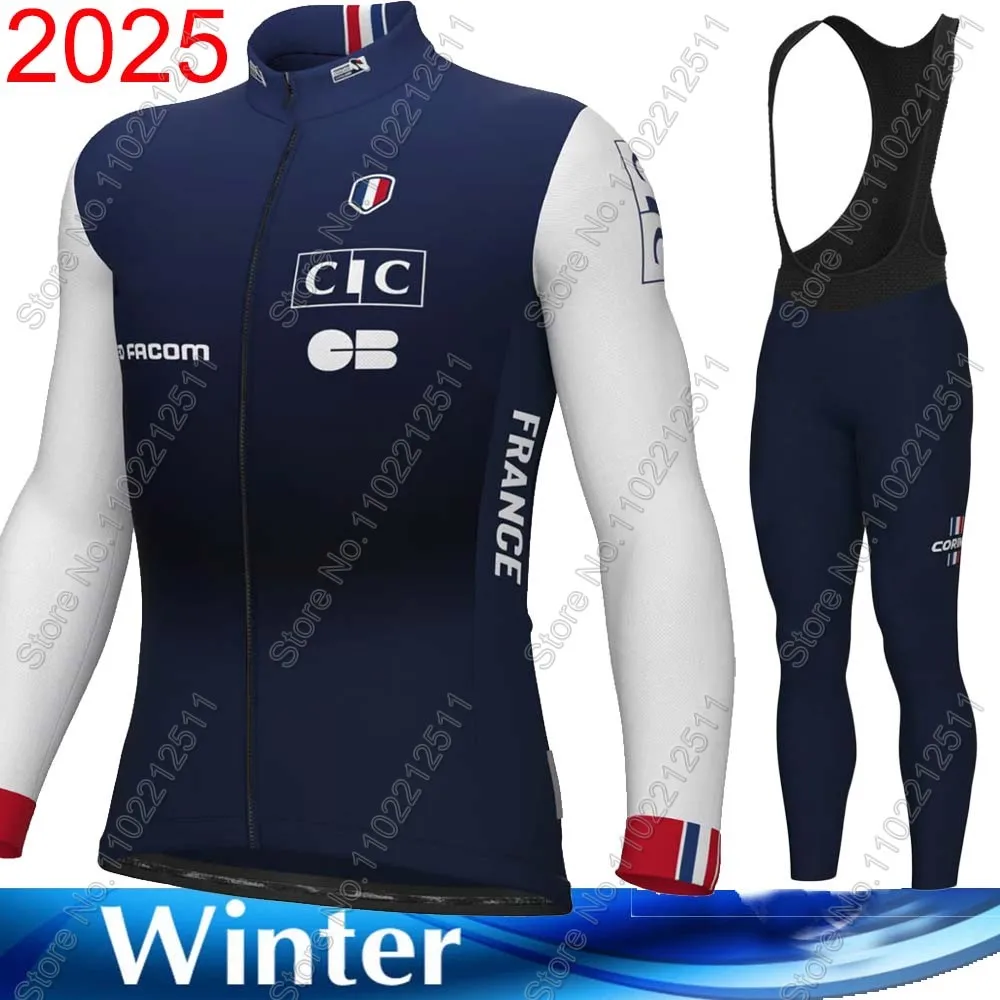 

2025 France National Cycling Jersey Team Set Long Sleeve French Clothing TDF Suit Mens Long Sleeve MTB Bike Road Pants Bib Ropa
