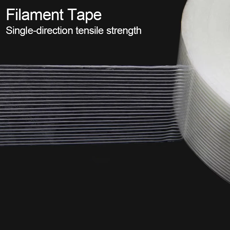 Filament Tape 50m Roll Heavy Duty Single Direction Glass Fiber Reinforced High Tensile Strength Strapping Tape Bundling Packing