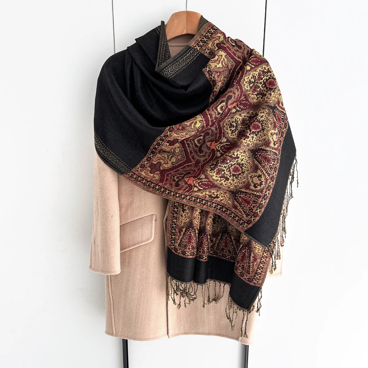 Luxury Scarf For Women Autumn Faux Cashmere Pashmina Shawl Wrap Warm Winter Shawl Design Print Female Foulard Stoles Brand