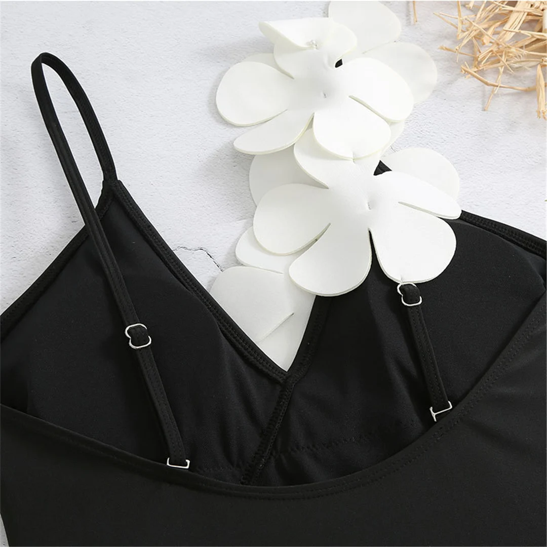 S - XL Sexy mit Sarong, 3D-Blumenmuster, tiefes V-Ausschnitt, hoch geschnitten, Damen-Badeanzug, einteiliger Badeanzug, Damen-Badebekleidung, Badeanzug, Modell V5035 – Detail 19