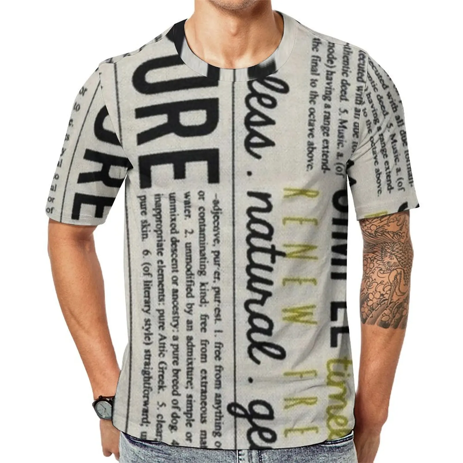 Oversized T Shirt Beach Retro Newspaper T-Shirts Black Letter Print Aesthetic O-Neck Tshirt Man Cool Graphic Tops