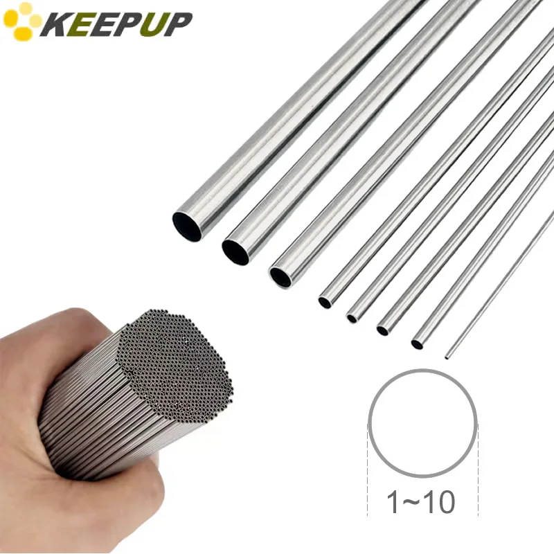 316 Stainless Steel Capillary Tubing Super Fine Small Caliber Thin Wall Hollow Round Pipe OD 1 1.2 1.3 1.6 2 3 4 5 6 7 8 9 10 Mm