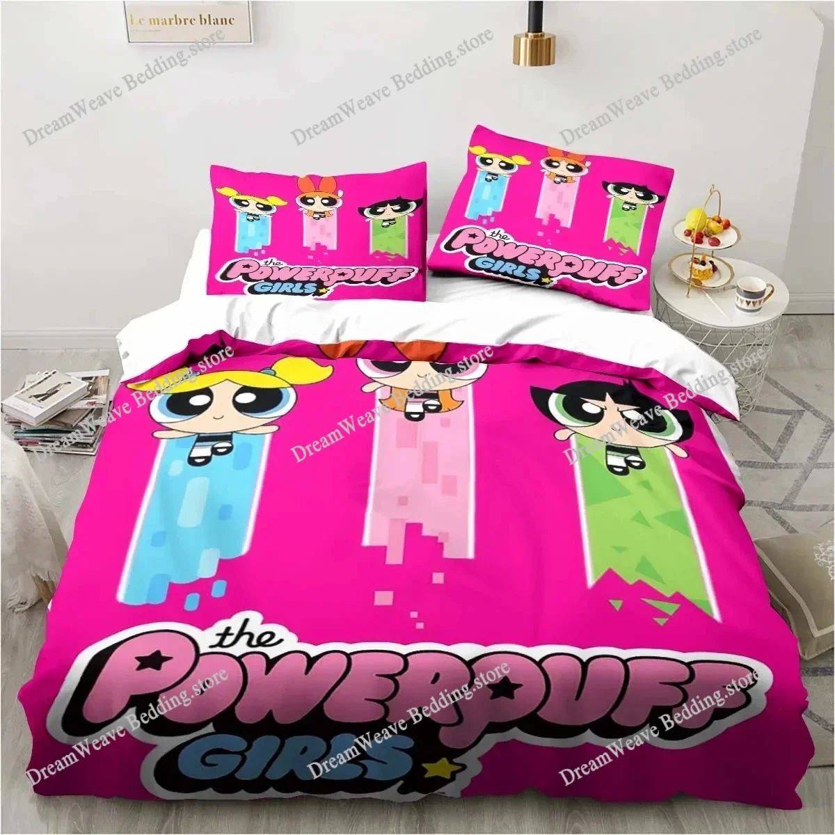 

Powerpuff Luxury Bedding Set Japan Anime Cartoon Duvet Cover Set Comforter Bedspread Twin Single Size Printed Home Textile
