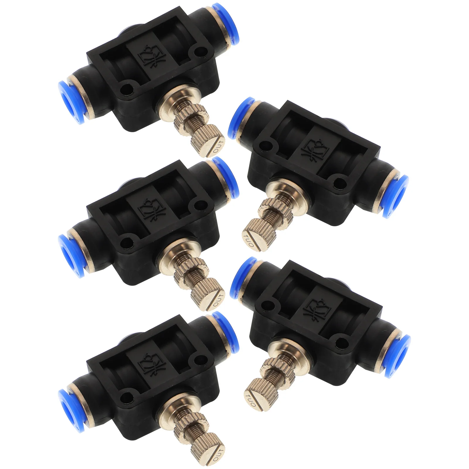 5 個ワンタッチ流量制御バルブインラインスロットル空気圧コネクタチューブ 6 ミリメートル 14 エア継手ジョイント黒流量制御バルブ
