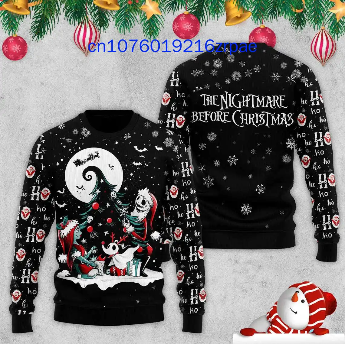 Jack Skellington  Nightmare Before Christmas Ugly Sweater Men and Women Casual Cartoon Sweatshirt Christmas Sweater