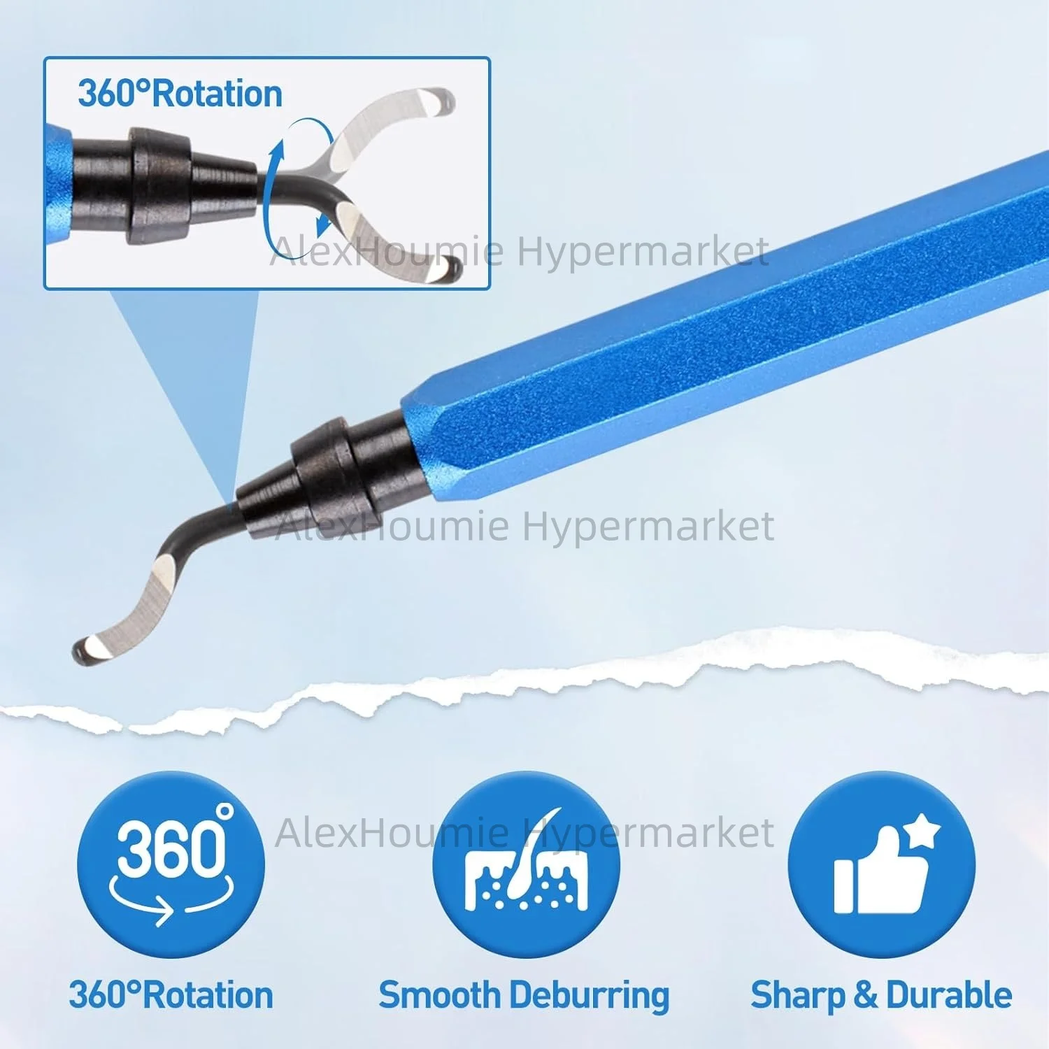 Deburring Tool with 11PCS High Speed Steel Rotary Blades Burr Removal Reamer Tool for Resin Metal Plastic PVC Pipes and Copper