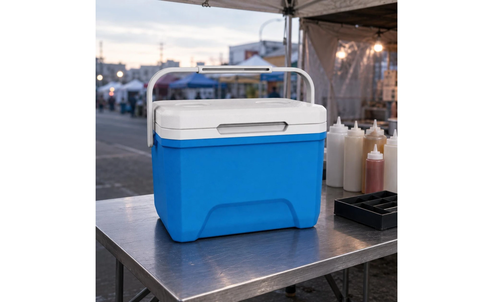 Insulated Cooler Box Rigid Portable Cooler Box Insulated Ice Chest Two-Tone Outdoor Gear Food Grade for Camping