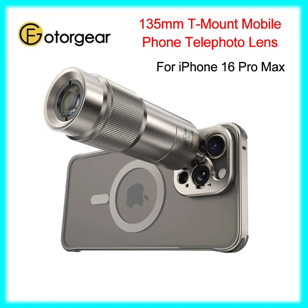 Fotorgear 135mm T-Mount Mobile Phone Telephoto Lens for Portrait Shooting 135mm mobile phone telephoto lens For iPhone 16 ProMax