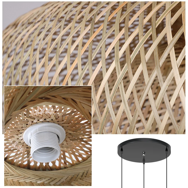 Imagem -05 - Rattan Wicker Lâmpada Sombra Grupo Bambu Teto Lustre Suspenso Luminária Handmade Home Room Decor Lustre Pcs