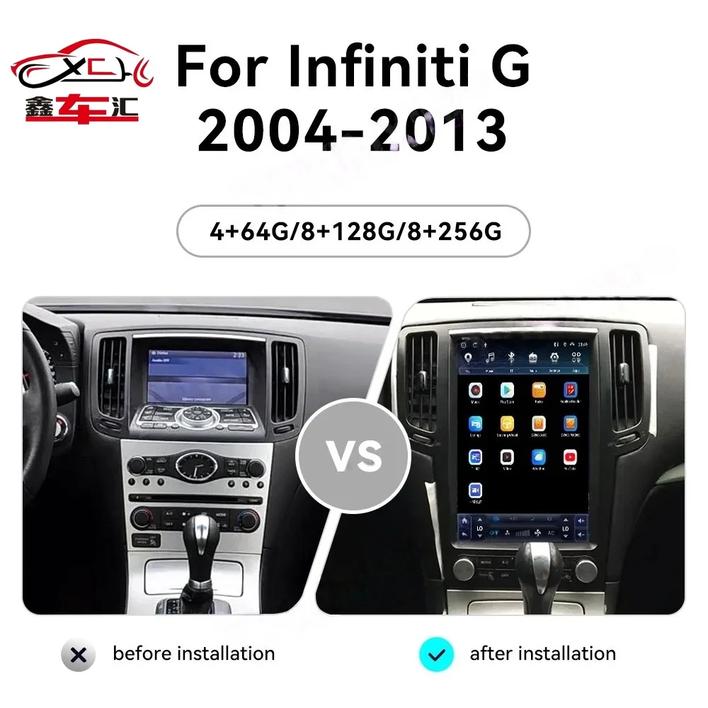 2Din Android Auto GPS Navi Carplay For Infiniti G25 G35 G37 2004-2013 Car Radio Stereo Multimedia Tape Recorder 12.1