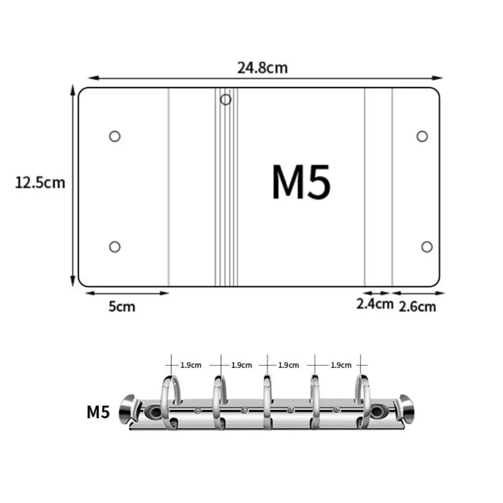 Portable Transparent M5 binder 5-hole Multiple Colors Loose leaf notebook double-buckle PVC Mini binder Diary